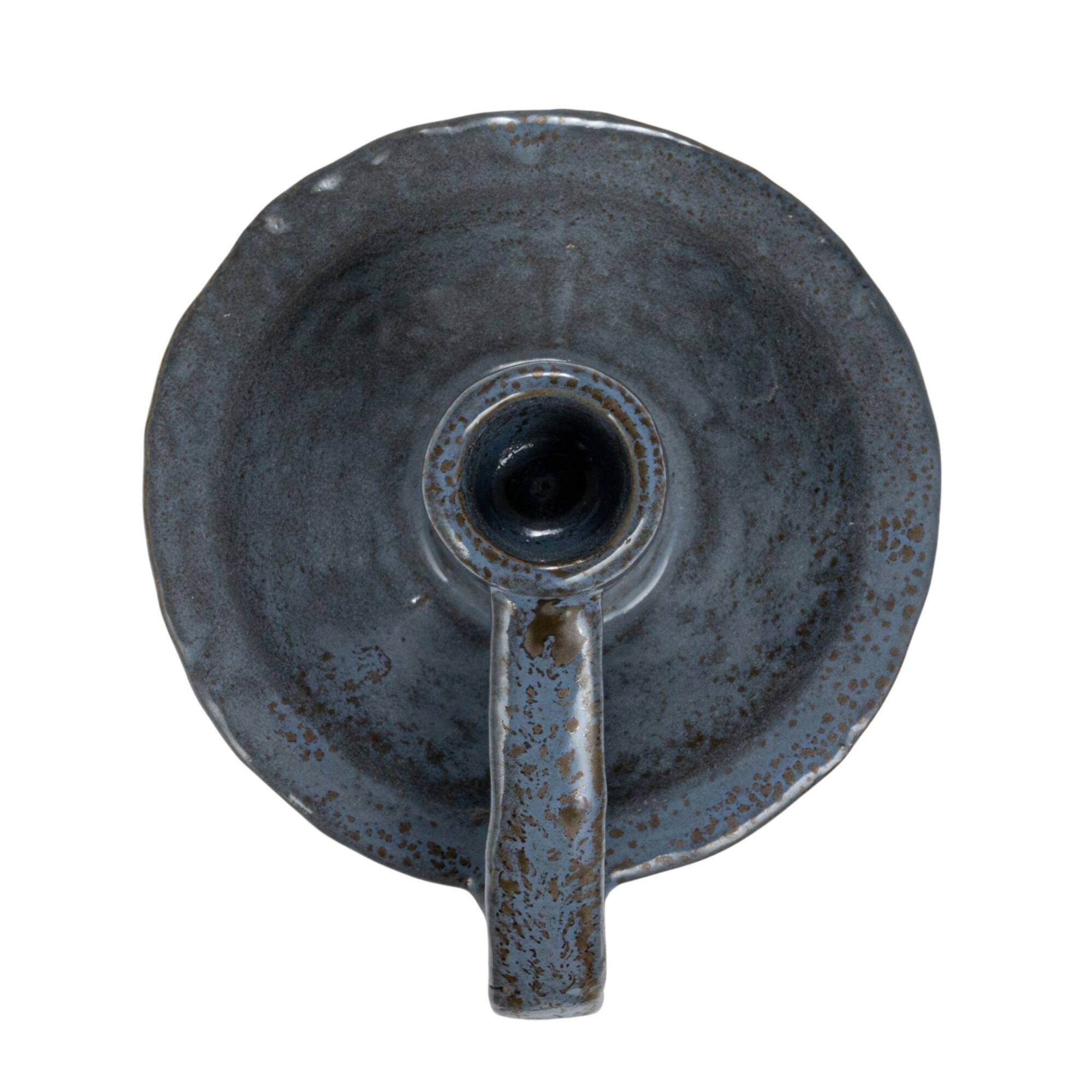 Hello Honey® 5.5" Round Stoneware Candle Holder with Handle Set